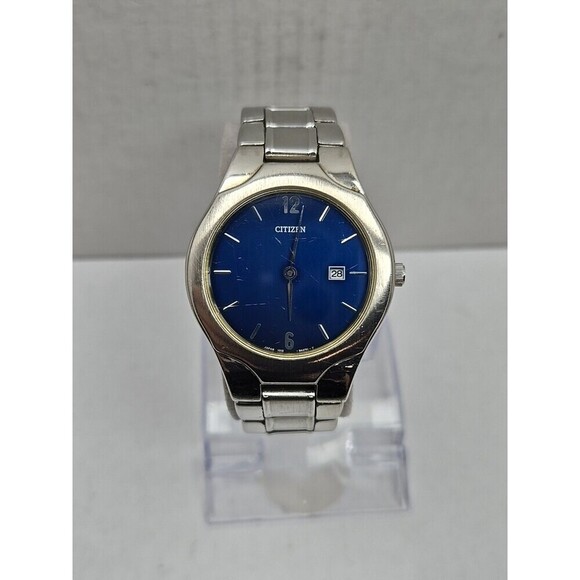 Citizen O.F. Action 2000 Quartz Watch Blue Dial Date Silver Tone New Battery SM main image 8